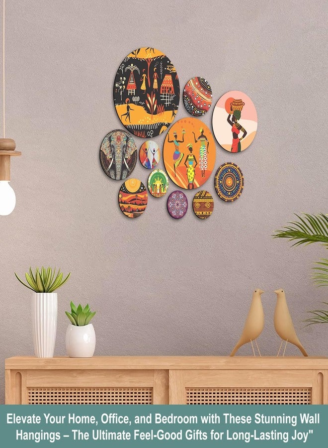 Rousrie Wooden Wall Hanging for Home Decor, Living Room, Bedroom, Office Decoration, Aesthetic Motivational Art Patterns, Pack of 11 (Rajasthani 1) - Image 2